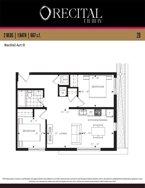 A floor plan for the Recital Act II apartment.